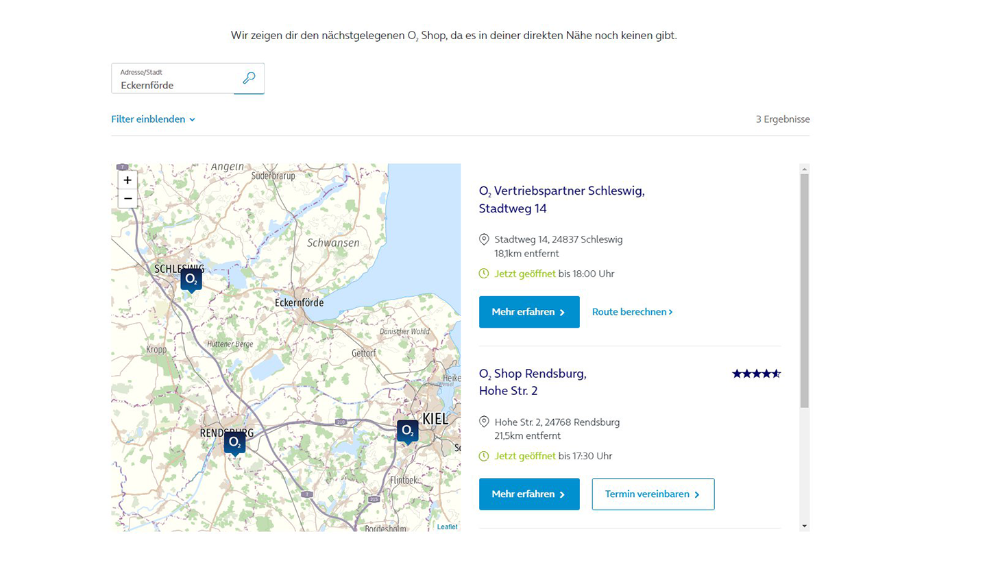 onmaps als Hintergrundkarte im O2 Shopfinder onmaps als Hintergrundkarte im O2 Shopfinder