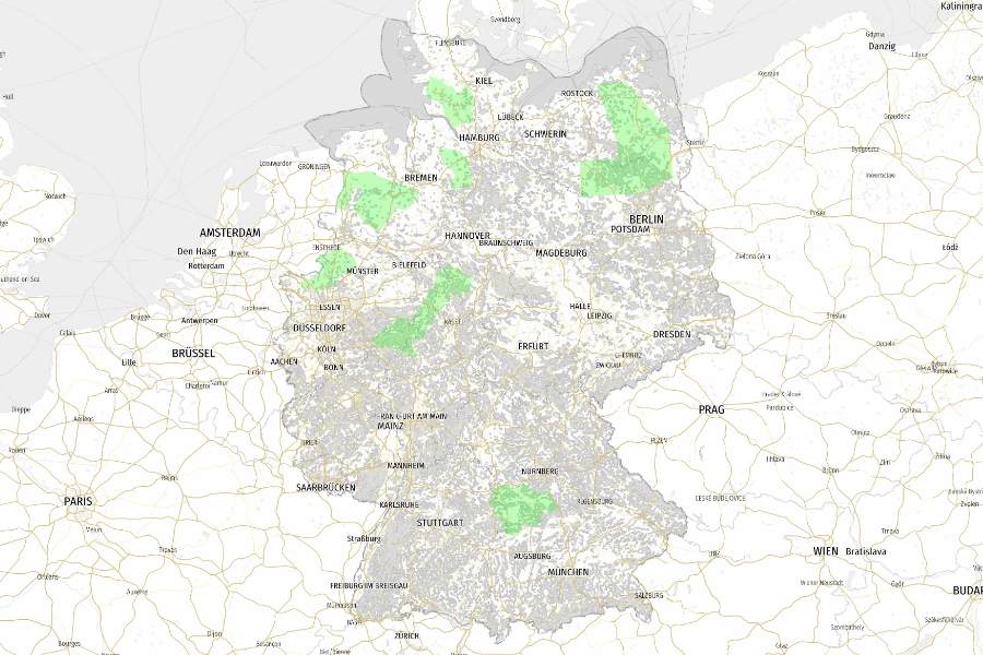 Karte von Europa mit Deutschland als Highlight