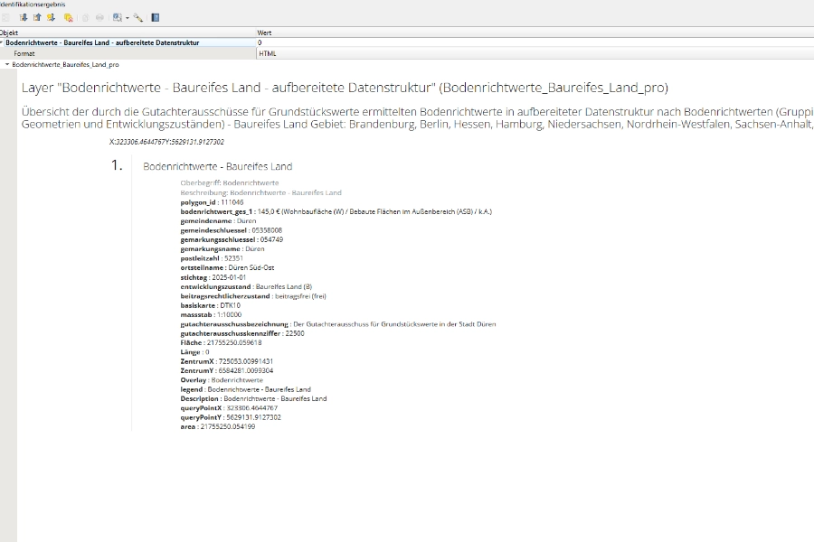 Abfrage von Bodenrichtwerten in QGIS